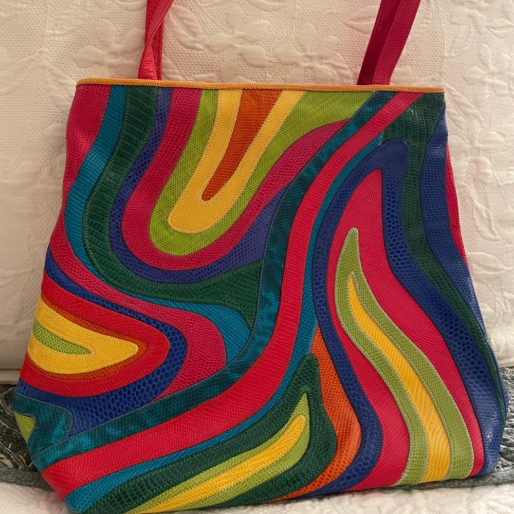 Vintage Sharif New York Embossed Leather Shoulder Bag - 1980s -1990s